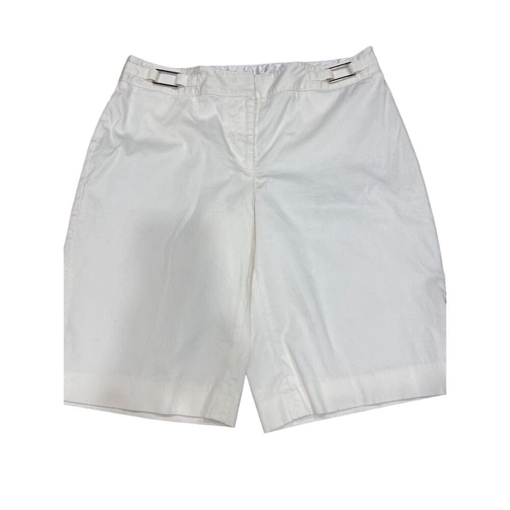 White House Black Market Women's Bermuda Shorts Size 14 White Belt Loops Pockets